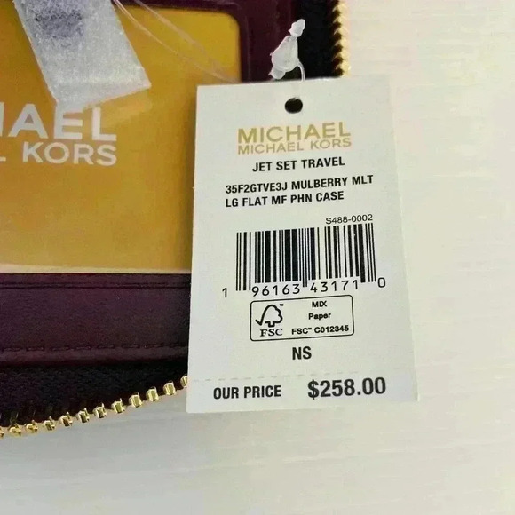 Michael Kors jet set wallet phone case mulberry signature new - Picture 5 of 5